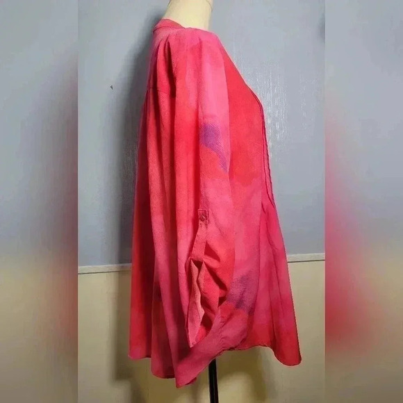 Chaus Bright Pink / Purple Light Tye-Dye Lightweight Long-Sleeve Blouse … - Picture 5 of 10